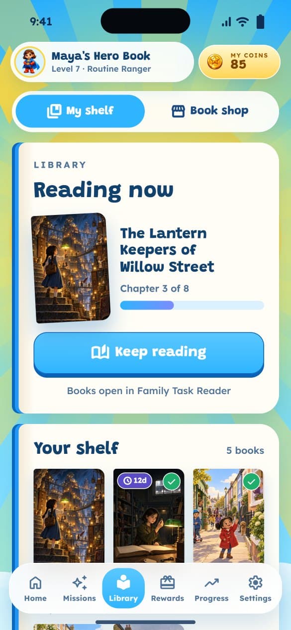 Kid library screen